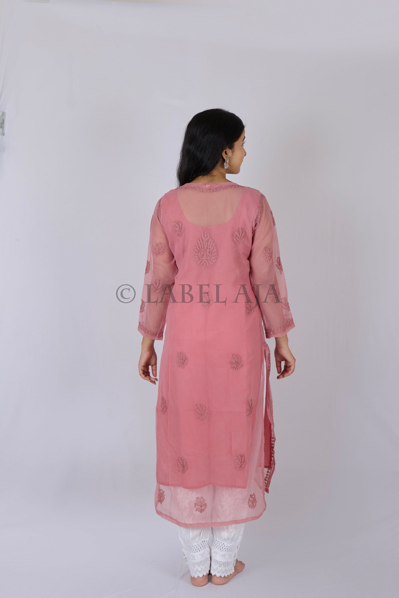 Ziba Georgette Resham work kurta with matching Slip