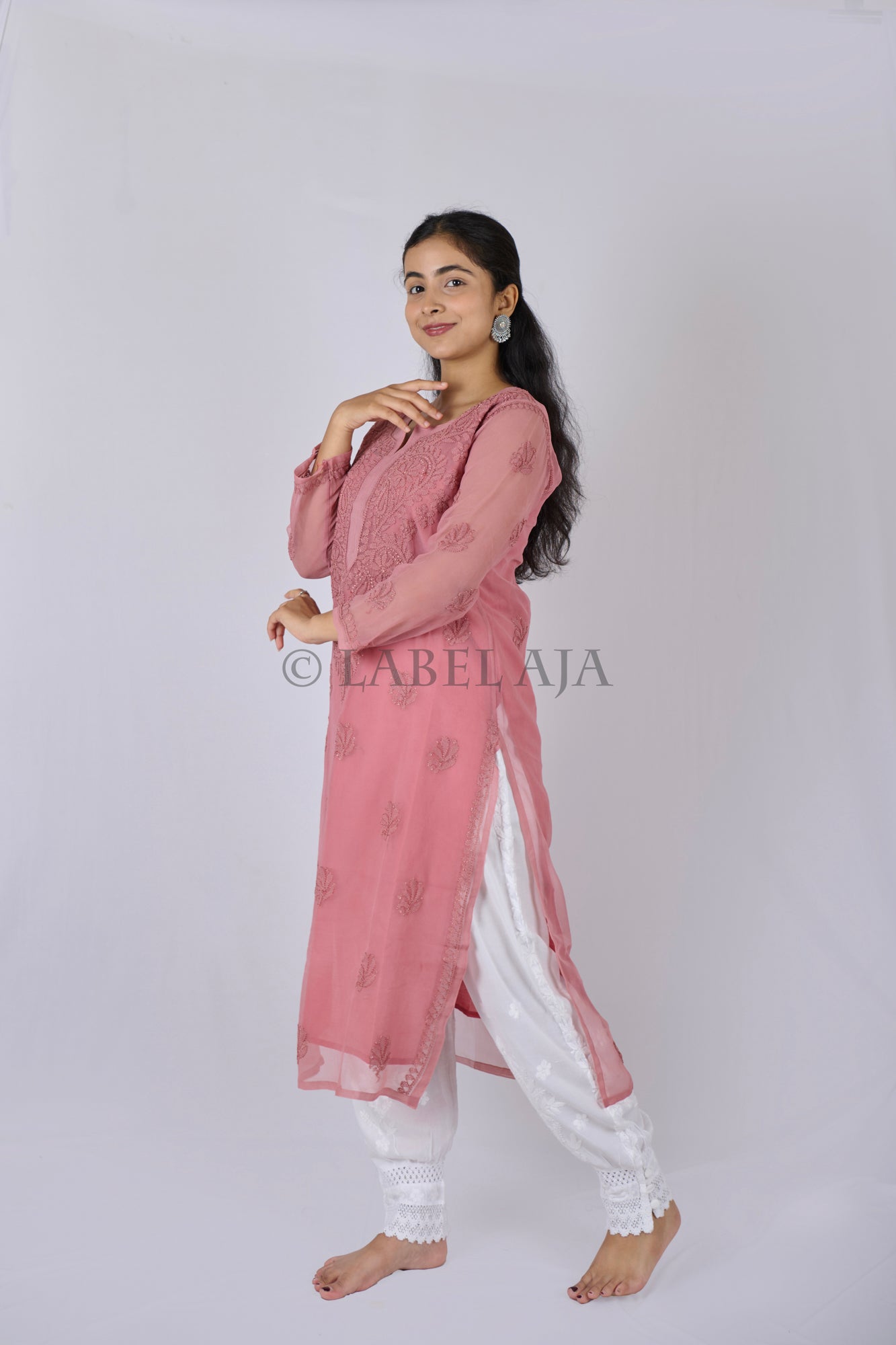 Ziba Georgette Resham work kurta with matching Slip