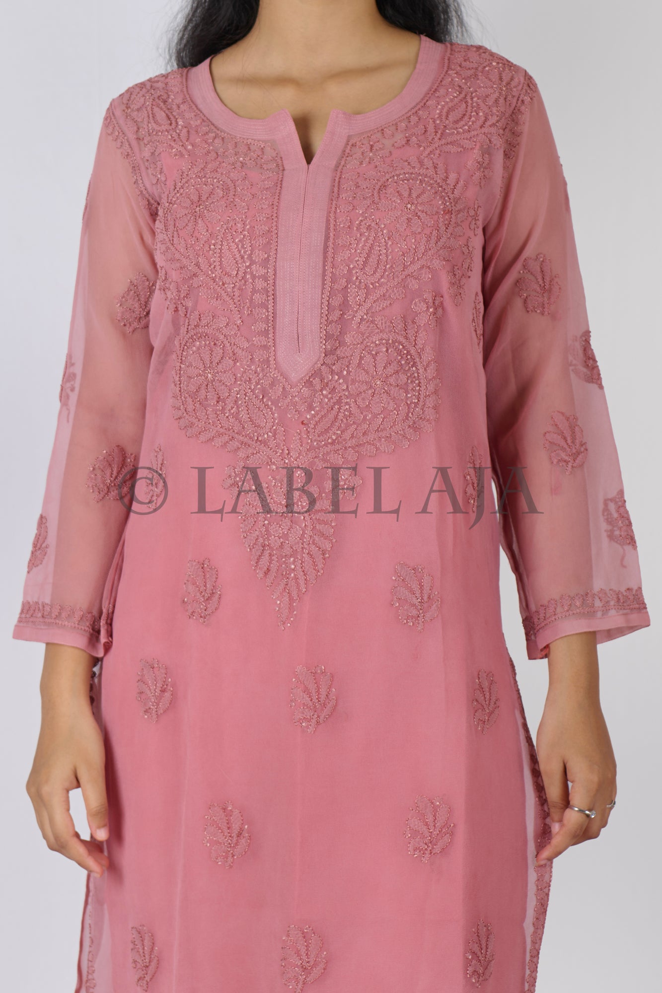 Ziba Georgette Resham work kurta with matching Slip