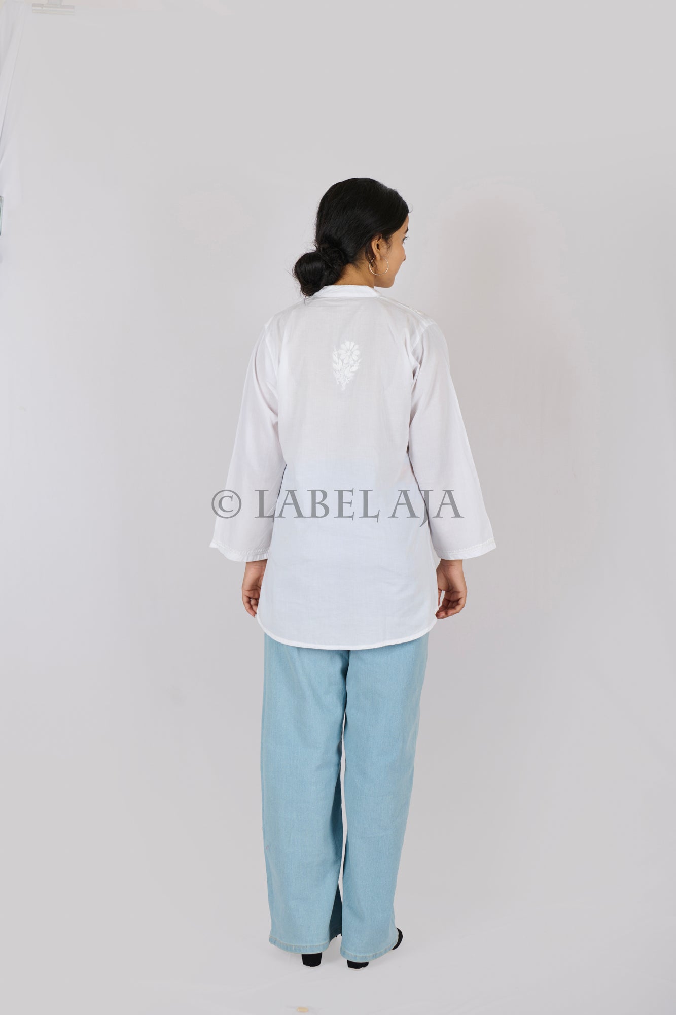 Tanvi mul cotton white chikankari shirt