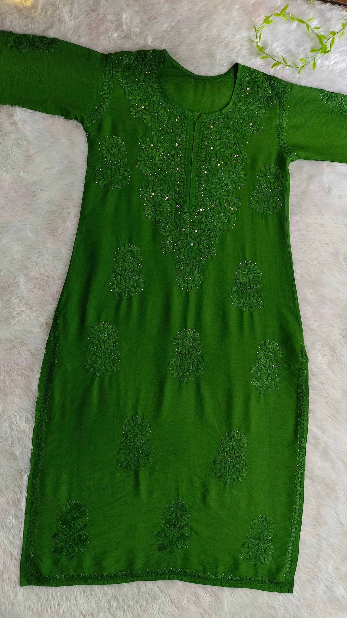 Nakshtra Chanderi silk Mukaish work Chikankari kurti