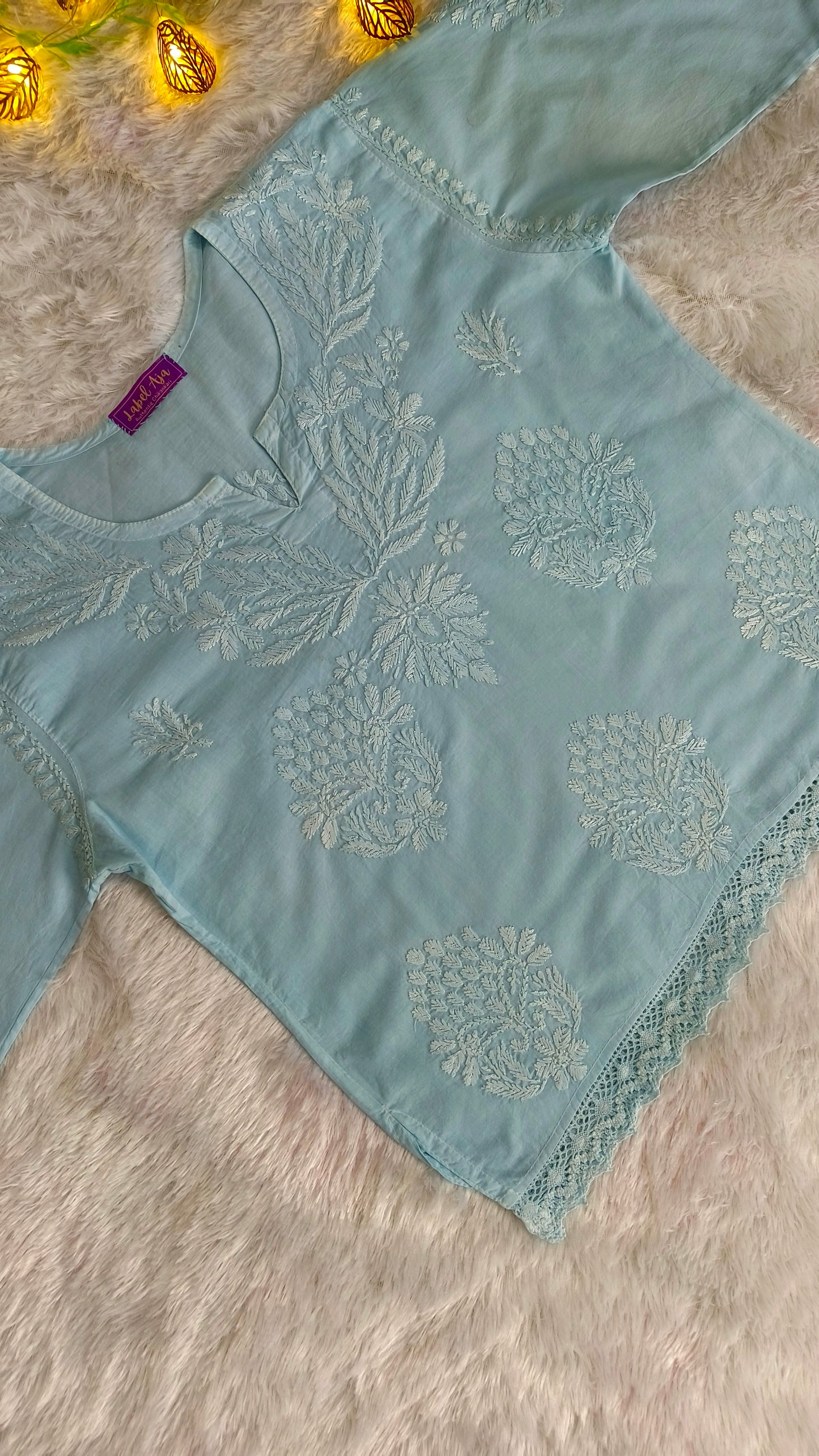 Enya mul cotton chikankari crop top