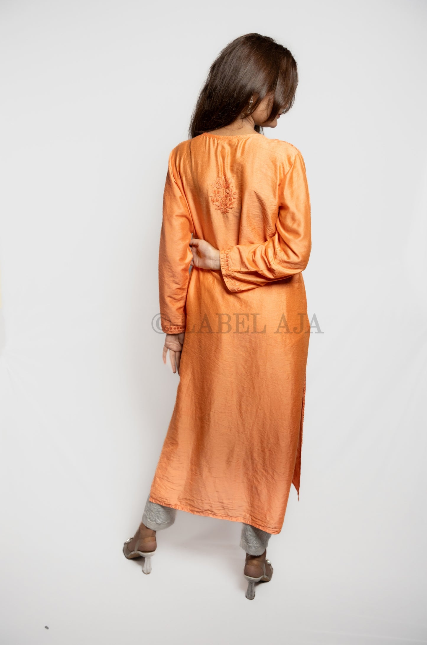 Anika Chanderi silk Chikankari kurti