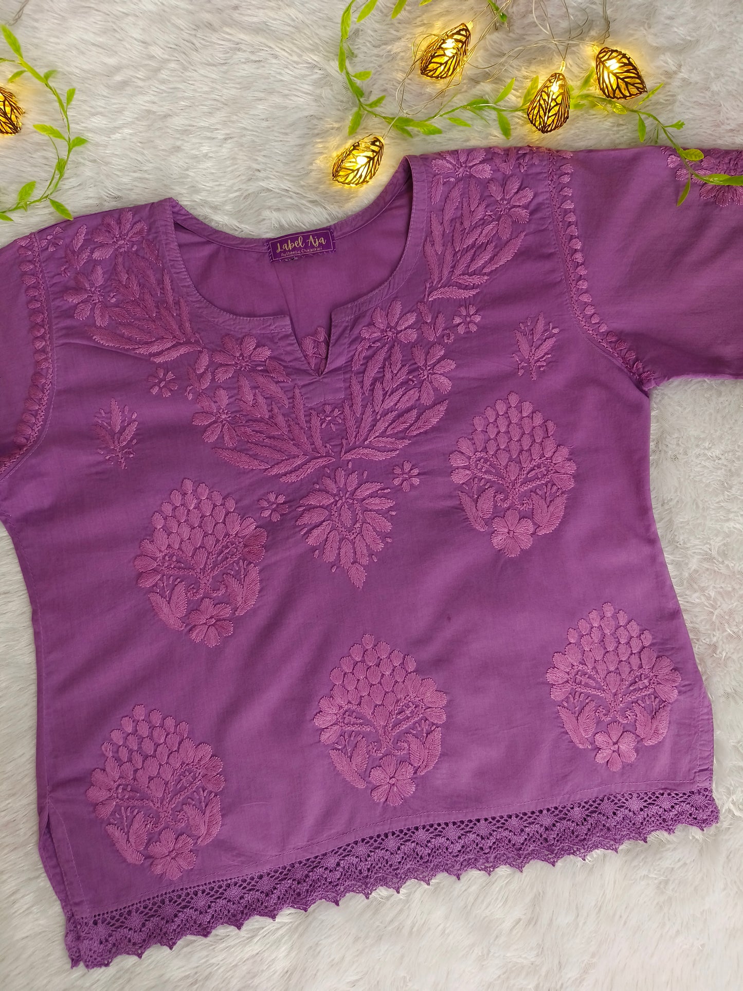 Enya mul cotton chikankari crop top