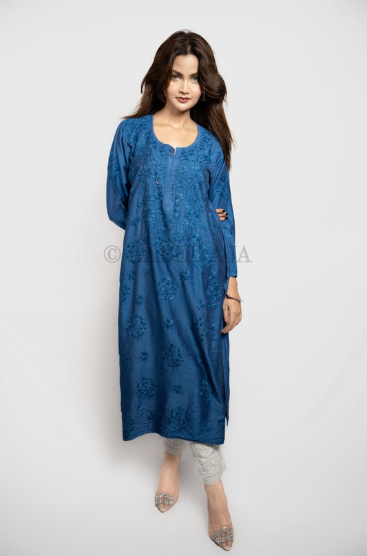 Anika Chanderi silk Chikankari kurti