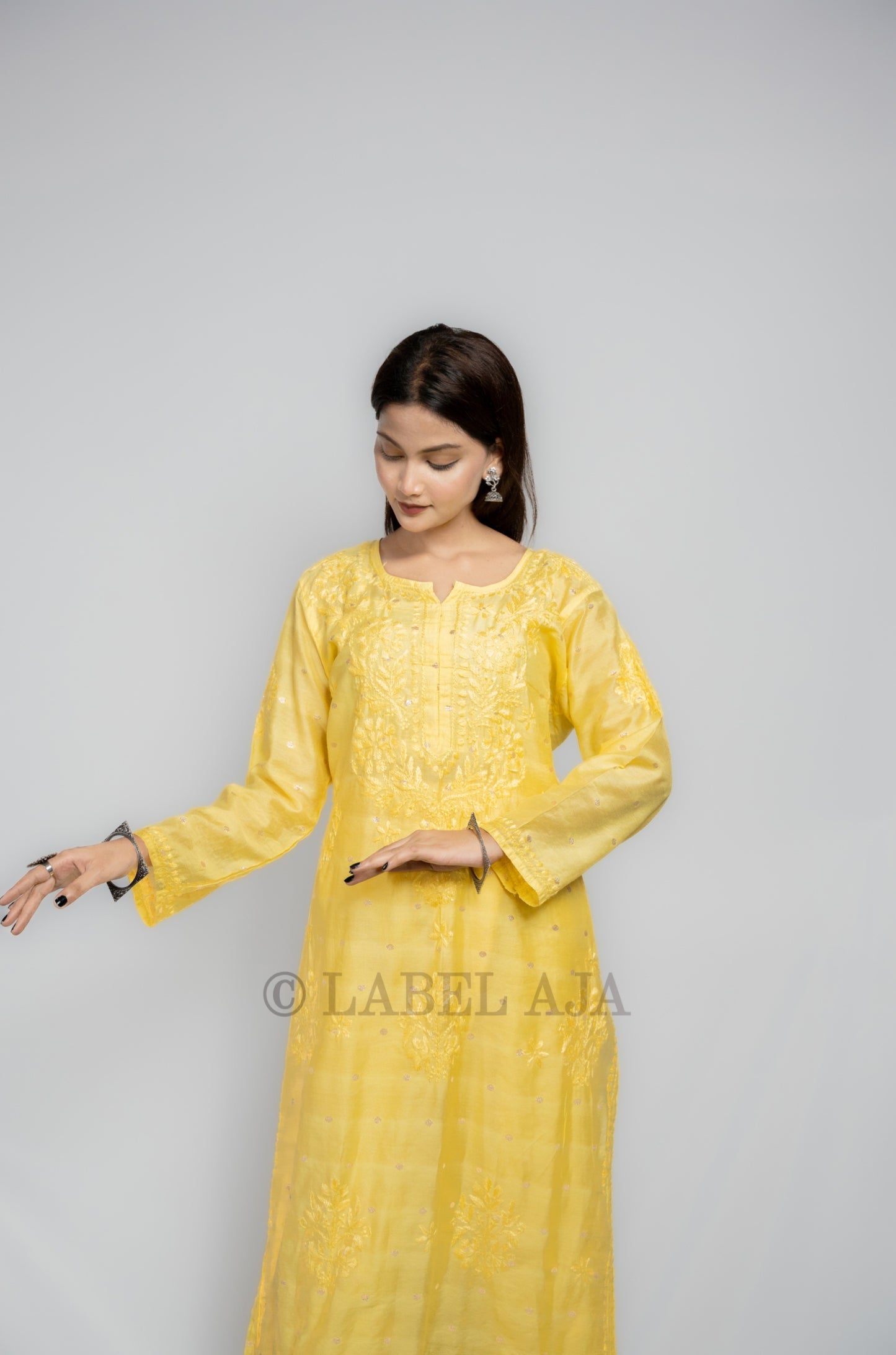 Sitara Chanderi silk Chikankari Kurti & Palazzo Set