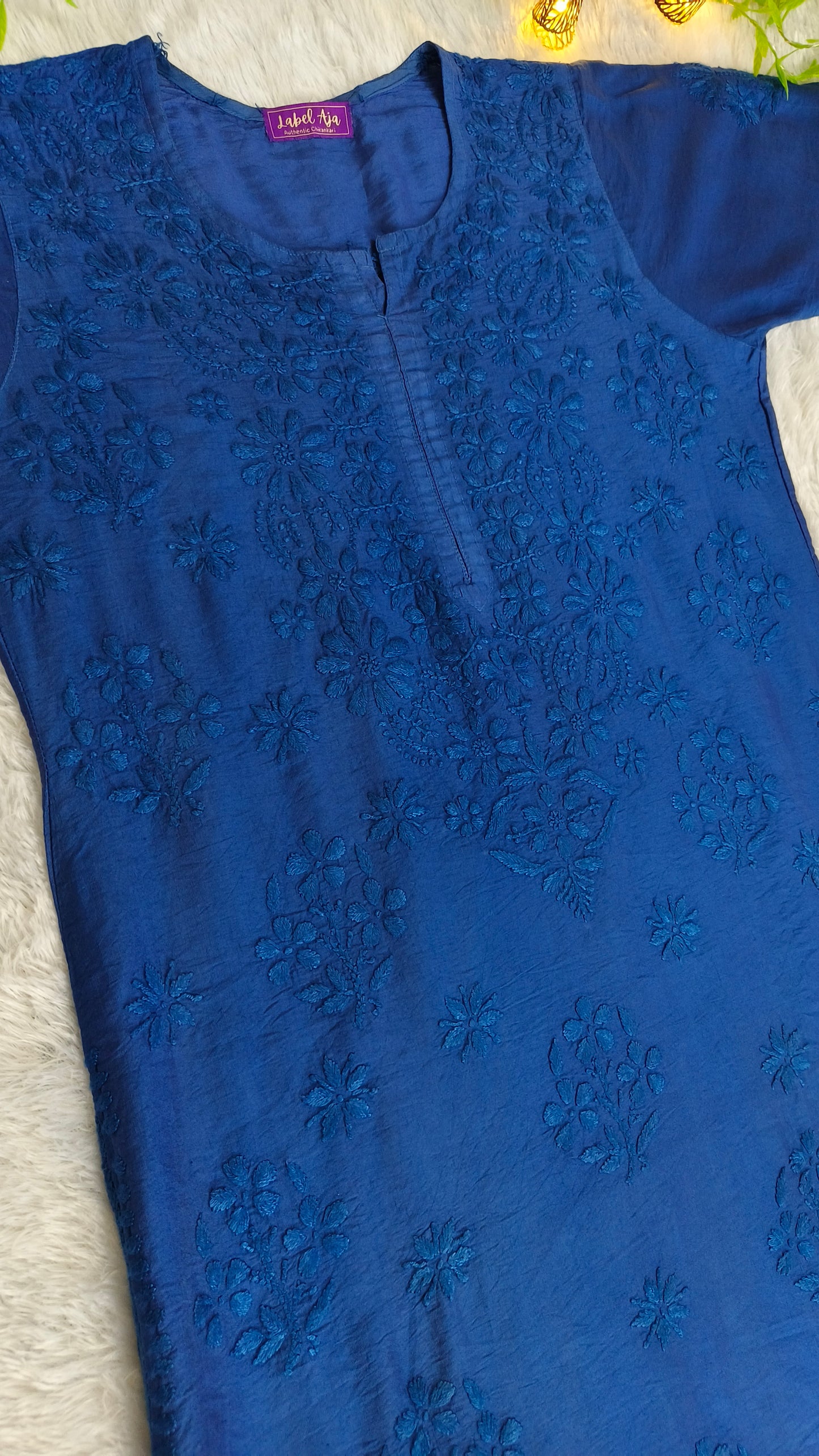 Anika Chanderi silk Chikankari kurti