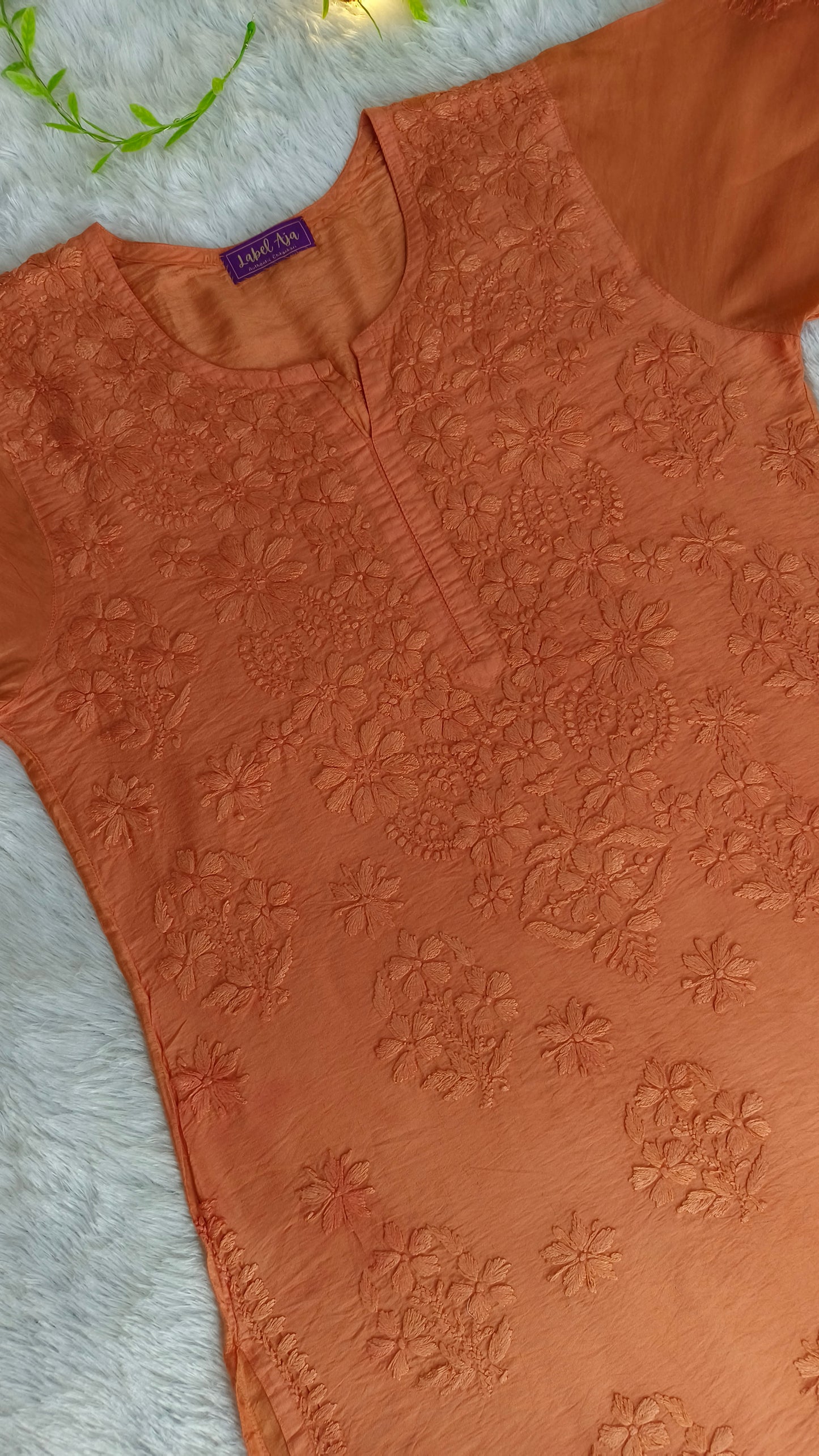 Anika Chanderi silk Chikankari kurti