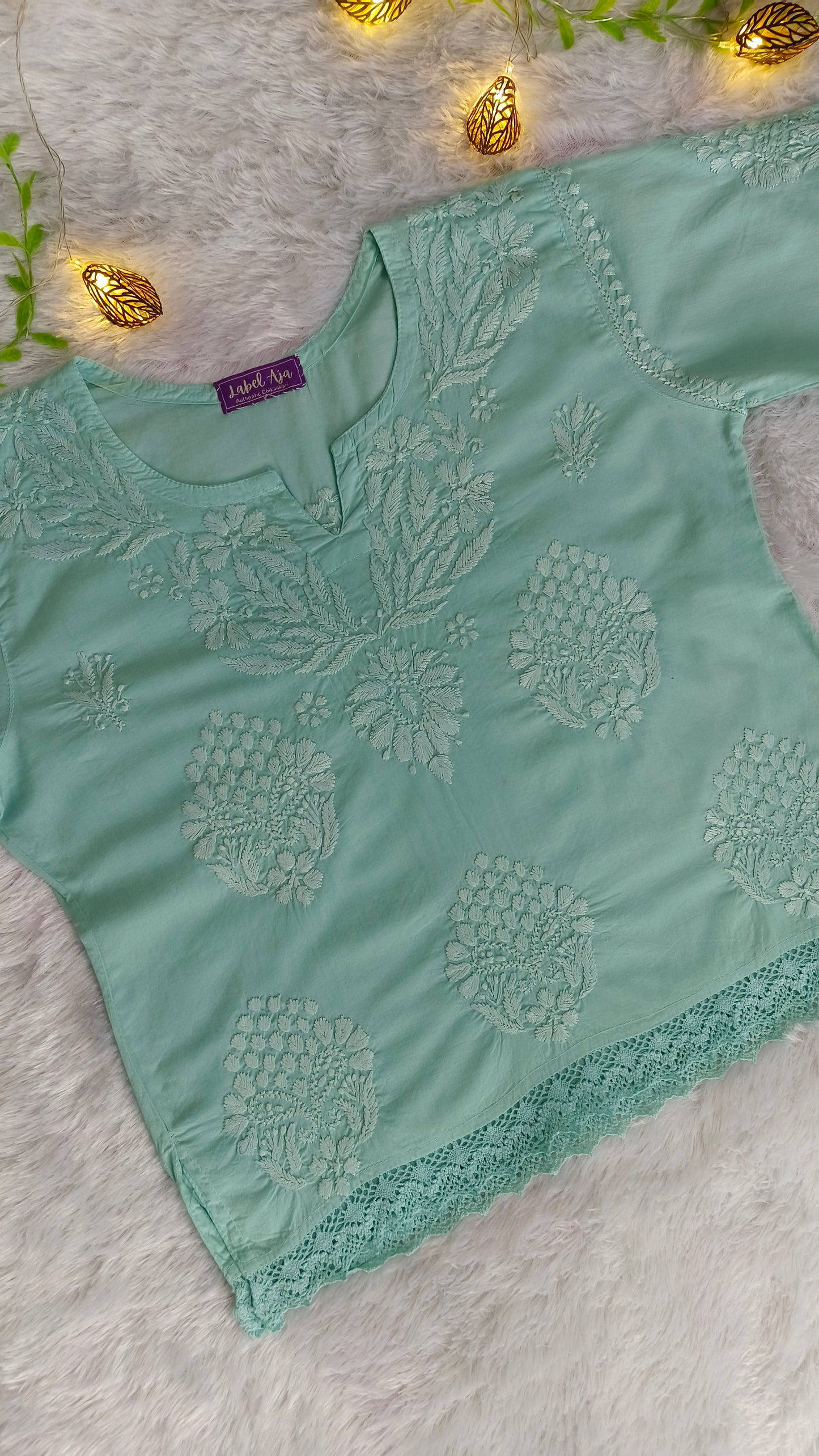 Enya mul cotton chikankari crop top