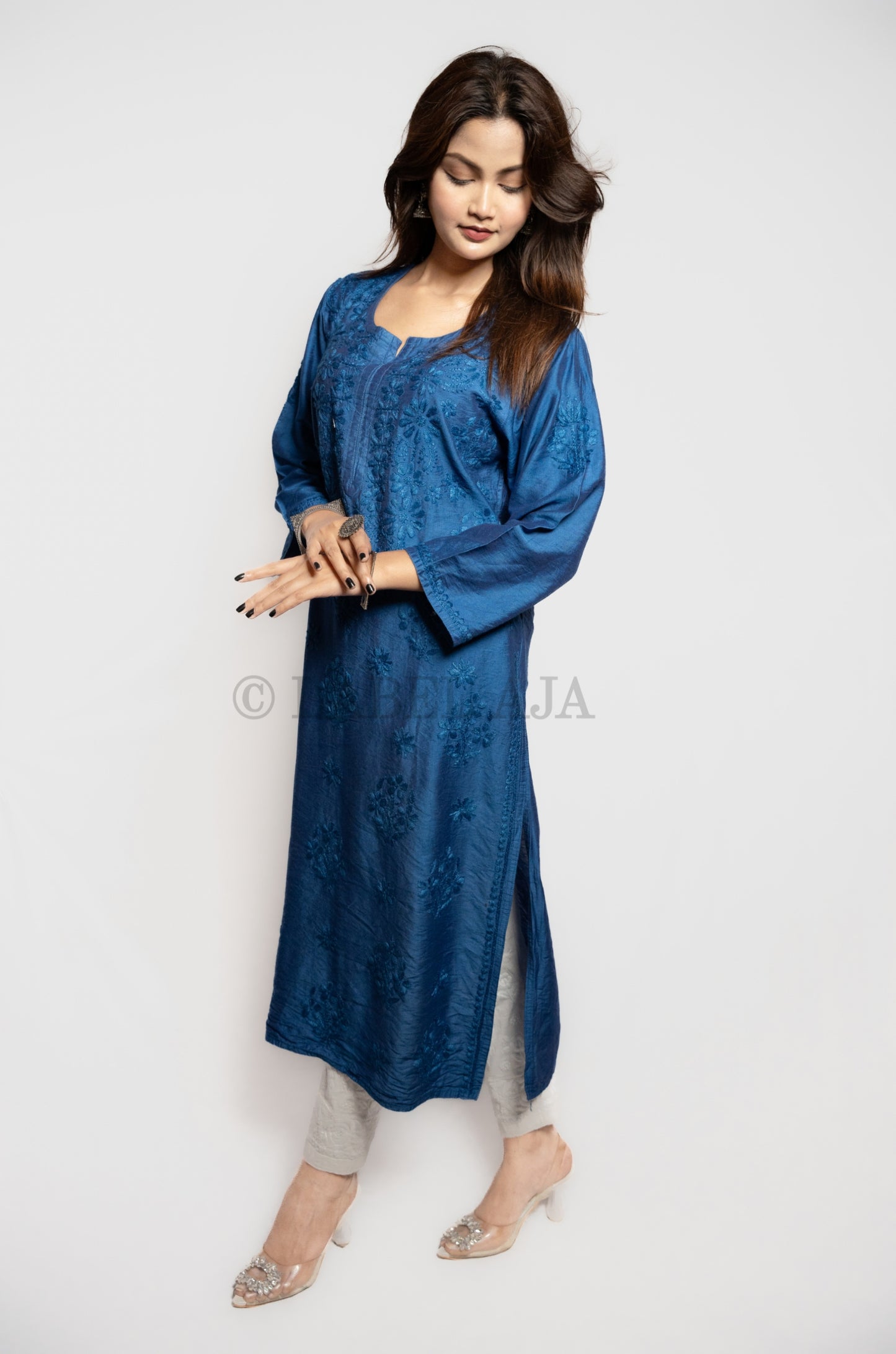 Anika Chanderi silk Chikankari kurti